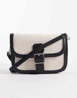 Glamorous Glamorous contrast raffia crossbody bag in monchrome-Multi
