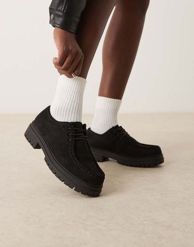 Glamorous Glamorous Derby shoes in black microsuede