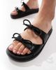 Glamorous Glamorous double bow footbed sandals in black - 2