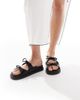Glamorous Glamorous double bow footbed sandals in black - 3