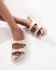Glamorous Glamorous double bow footbed sandals in cream-Multi - 4