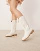 Glamorous Glamorous embroidered western knee boots in cream-Neutral - 2