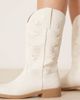 Glamorous Glamorous embroidered western knee boots in cream-Neutral - 3