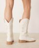 Glamorous Glamorous embroidered western knee boots in cream-Neutral - 4