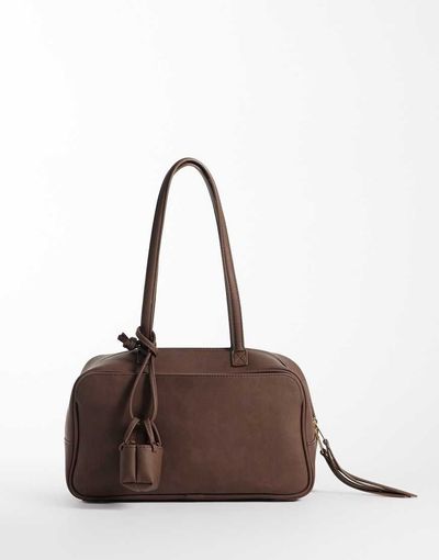 Glamorous Glamorous faux leather box bag with bag charm in dark brown