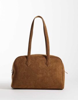 Glamorous Glamorous faux suede box shoulder bag in brown