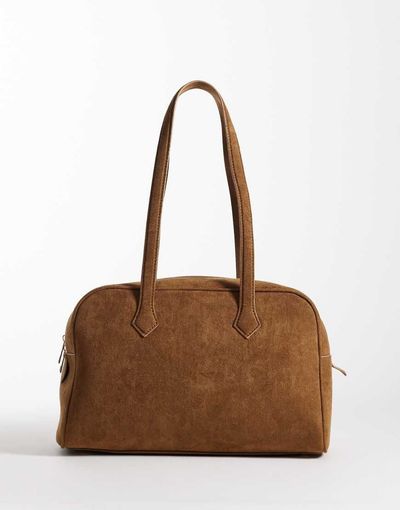 Glamorous Glamorous faux suede box shoulder bag in brown