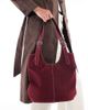 Glamorous Glamorous faux suede shoulder tote bag in burgundy-Red - 1