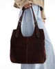 Glamorous Glamorous faux suede shoulder tote bag in chocolate brown - 2