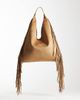 Glamorous Glamorous faux suede slouchy fringe tote bag in tan-Neutral - 4