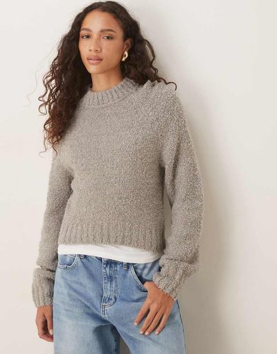 Glamorous Glamorous fitted boxy knit sweater in gray