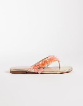 Glamorous Glamorous flip flops with faux shells in coral-Orange