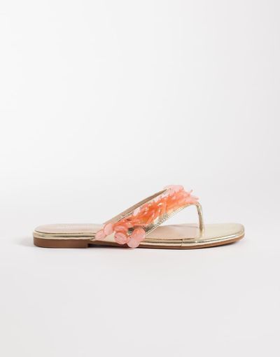 Glamorous Glamorous flip flops with faux shells in coral-Orange