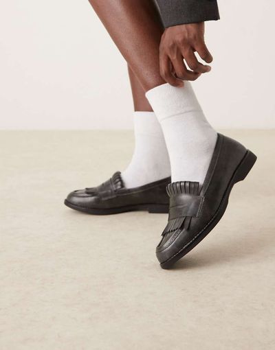 Glamorous Glamorous fringed loafers in black