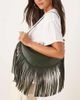 Glamorous Glamorous fringed slouchy shoulder bag in olive-Black - 1