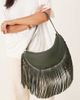 Glamorous Glamorous fringed slouchy shoulder bag in olive-Black - 4