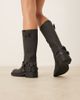 Glamorous Glamorous harness biker knee boots in black - 3