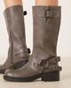 Glamorous Glamorous harness moto knee boots in washed gray - 2