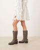 Glamorous Glamorous harness moto knee boots in washed gray - 3