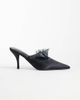 Glamorous Glamorous heeled mules with lace detail in black satin - 1