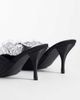 Glamorous Glamorous heeled mules with lace detail in black satin - 2