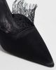 Glamorous Glamorous heeled mules with lace detail in black satin - 3
