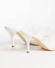 Glamorous Glamorous heeled mules with lace detail in white satin - 3