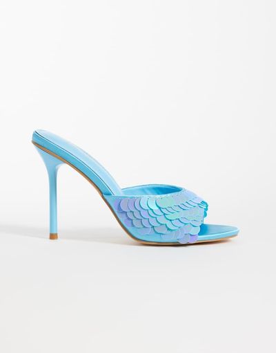 Glamorous Glamorous heeled sandals with sequins in blue