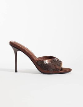 Glamorous Glamorous heeled sandals with sequins in brown