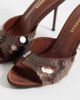 Glamorous Glamorous heeled sandals with sequins in brown - 3