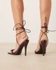 Glamorous Glamorous high heeled sandals with leg ties in burgundy patent-Red - 2