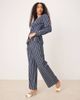 Glamorous Glamorous high rise drawstring straight leg pants in blue denim stripe - 1
