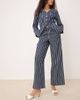 Glamorous Glamorous high rise drawstring straight leg pants in blue denim stripe - 2