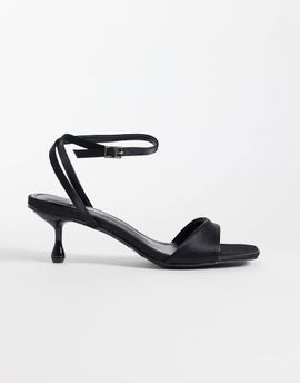 Glamorous Glamorous kitten heel sandals in black satin