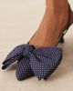 Glamorous Glamorous kitten heel shoes with bows in navy polka dots-Brown - 2
