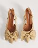 Glamorous Glamorous kitten heel shoes with bows in raffia-Neutral - 2