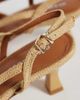 Glamorous Glamorous kitten heel shoes with bows in raffia-Neutral - 4
