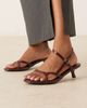 Glamorous Glamorous kitten heel strappy sandals in burgundy patent-Red - 1