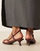 Glamorous Glamorous kitten heel strappy sandals in burgundy patent-Red - 3
