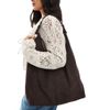 Glamorous Glamorous large faux suede tote bag with buckle strap in dark brown-Green - 4