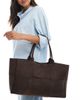 Glamorous Glamorous large woven faux suede tote bag in dark brown-Blue - 1