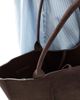 Glamorous Glamorous large woven faux suede tote bag in dark brown-Blue - 2