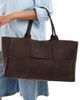 Glamorous Glamorous large woven faux suede tote bag in dark brown-Blue - 4