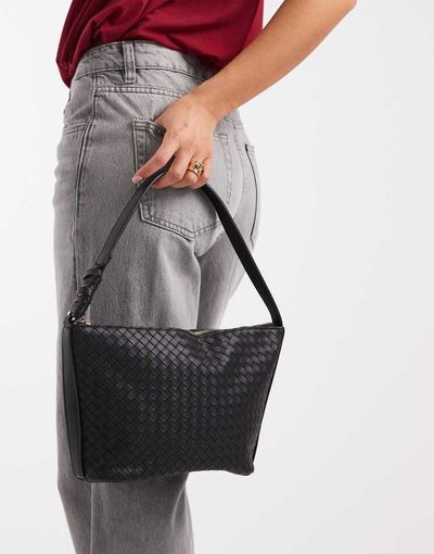 Glamorous Glamorous large woven shoulder bag in black