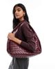 Glamorous Glamorous large woven shoulder tote bag in deep burgundy-Red - 1