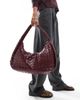 Glamorous Glamorous large woven shoulder tote bag in deep burgundy-Red - 2