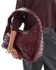Glamorous Glamorous large woven shoulder tote bag in deep burgundy-Red - 4