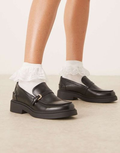 Glamorous Glamorous loafers with buckle details in black
