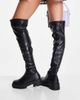 Glamorous Glamorous over the knee chunky flat boot in black - 2