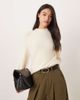 Glamorous Glamorous oversized baggy fit knit sweater in ecru-White - 1